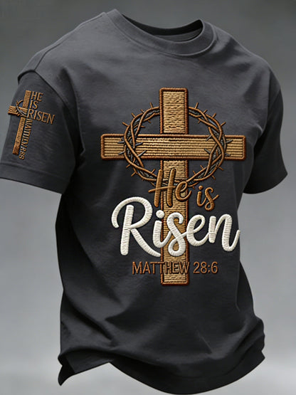 Men's He is Riser MATTHEW 28:6 short sleeves t-shirt