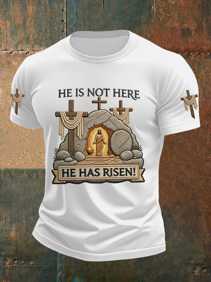 Men's He Is Not Here He Has Risen Matthew 28:6 Short Sleeve T-shirt