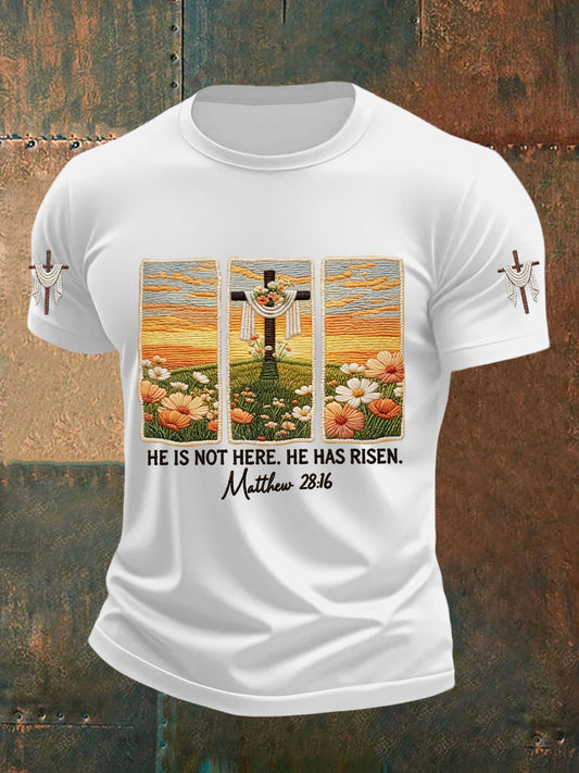 Men's He Is Not Here He Has Risen Matthew 28:6 Short Sleeve T-shirt