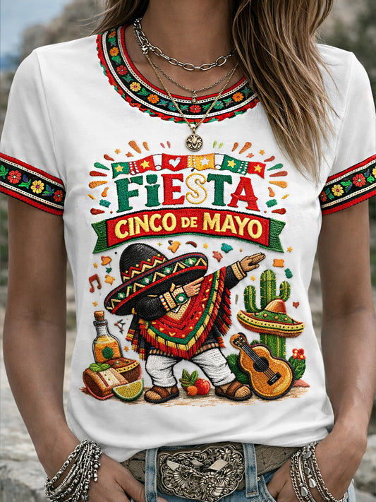 Retro Mexican Cinco de Mayo Art Print Casual Top