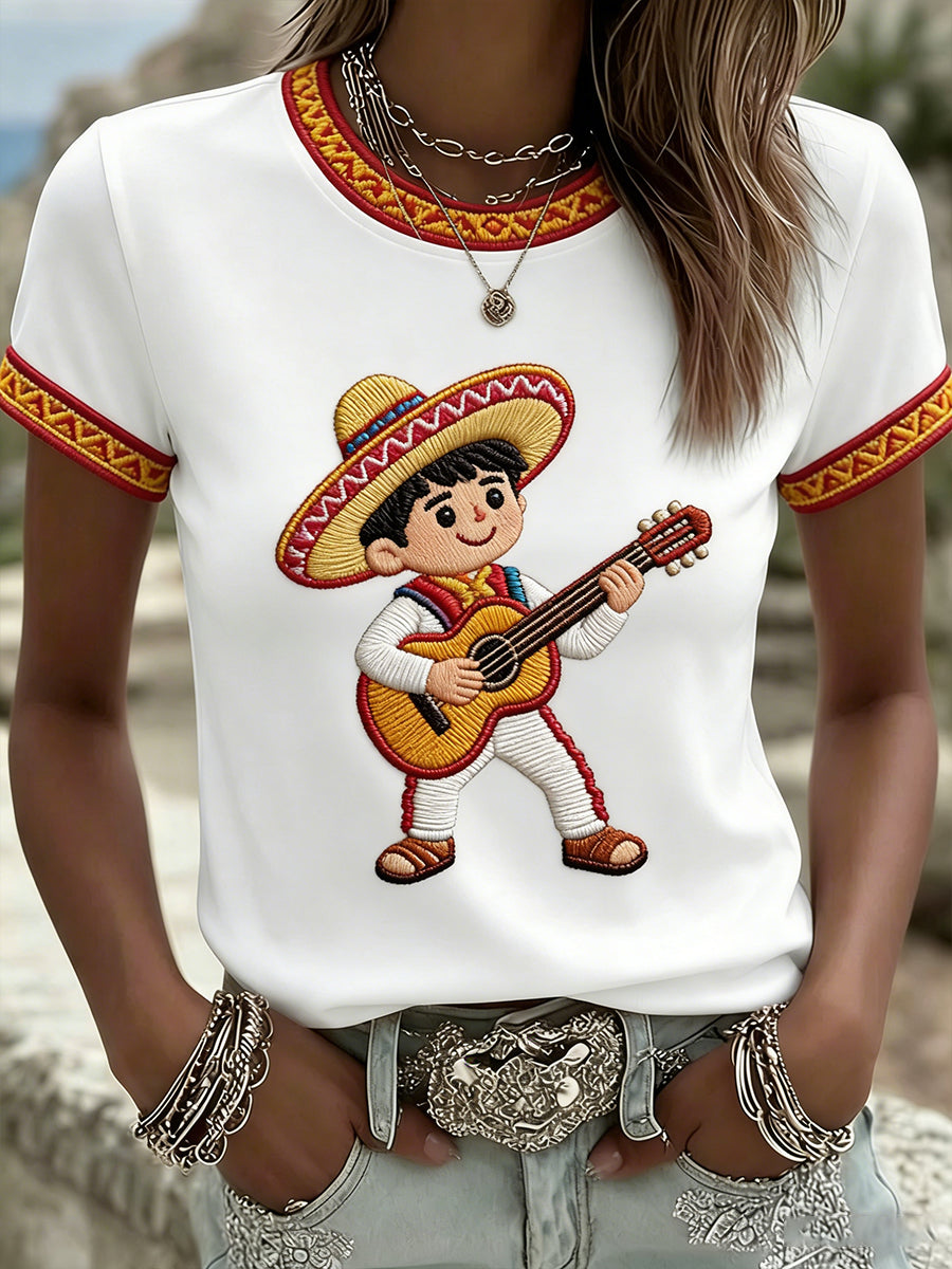Retro Mexican Cinco de Mayo Art Print Casual Top