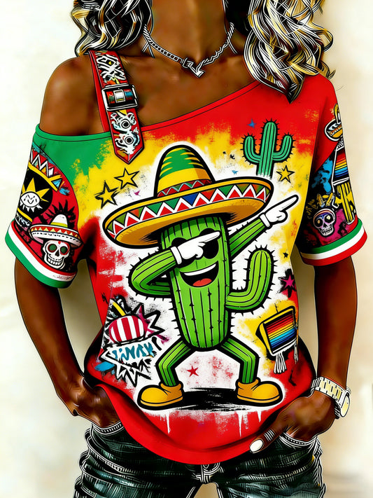 Women's Mexican May 5th Festival Art Print Commemorative T-Shirt