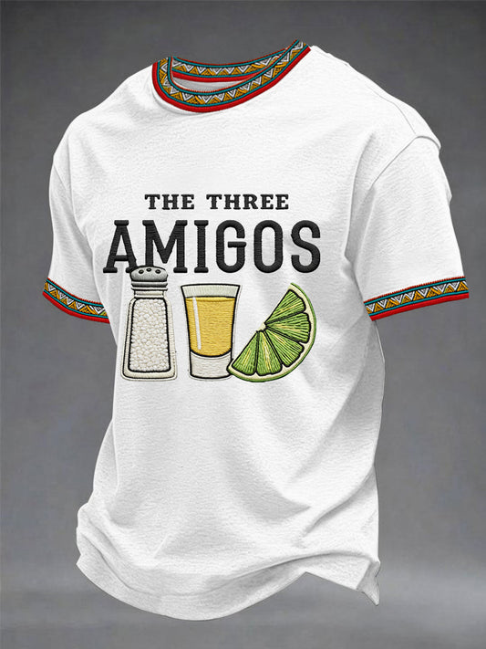 Men's Funny Cinco de Mayo The Three Amigos Salt Tequila Lemon Print Casual Tee