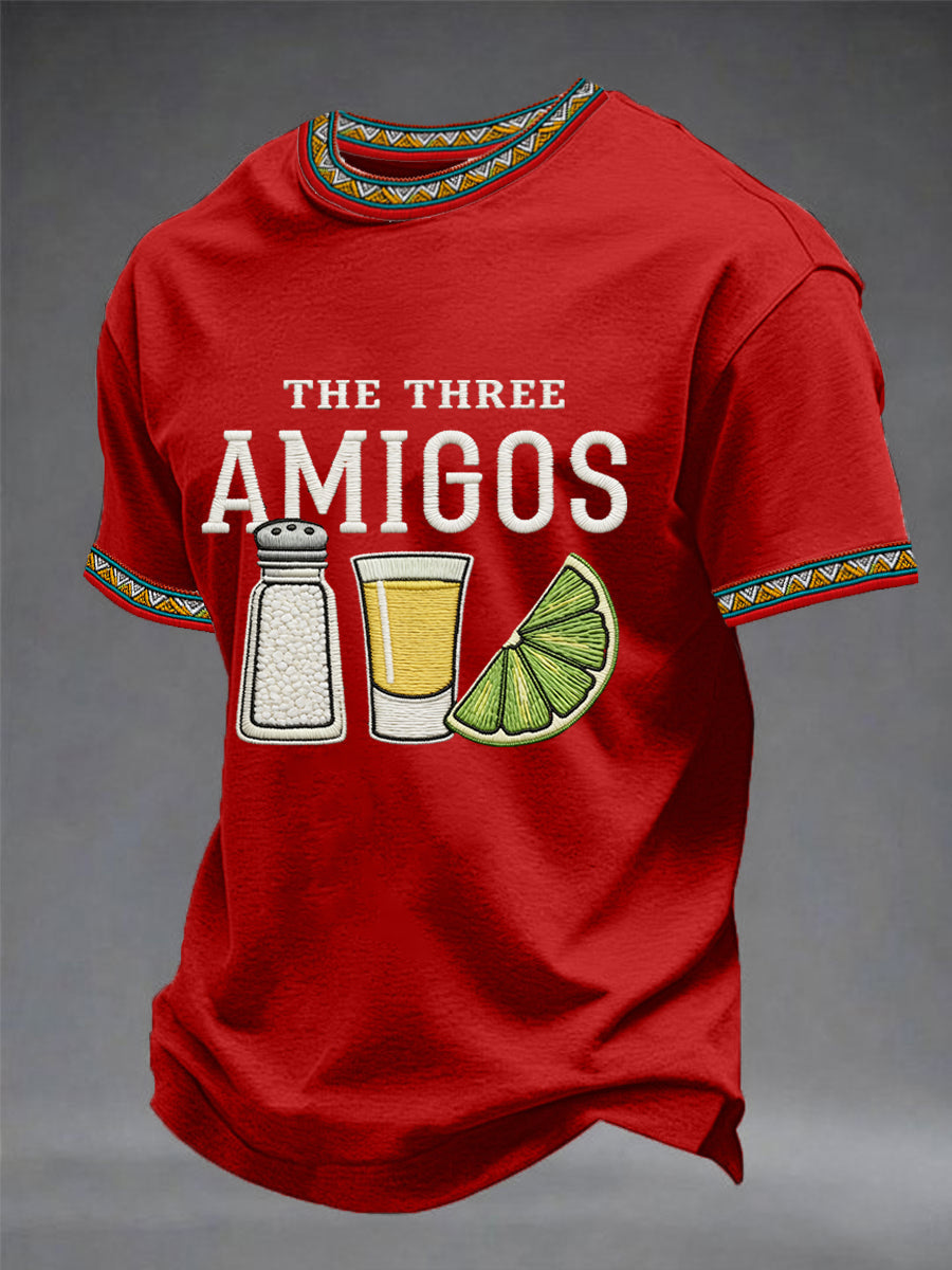 Men's Funny Cinco de Mayo The Three Amigos Salt Tequila Lemon Print Casual Tee