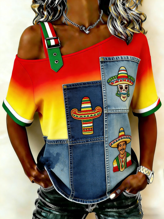 Women's Mexican May 5th Festival Art Print Commemorative T-Shirt