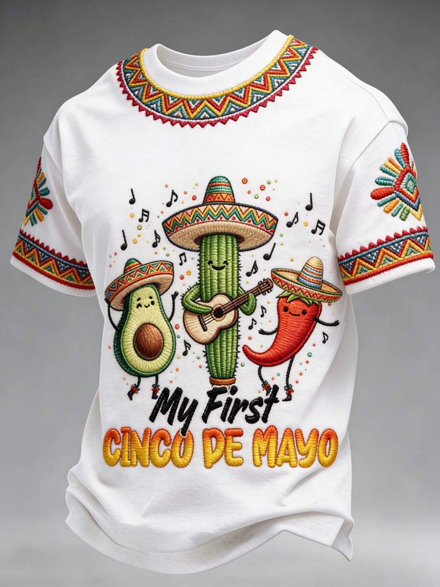 Men's Cinco De Mayo-Themed T-Shirt With Ethnic-Style Print