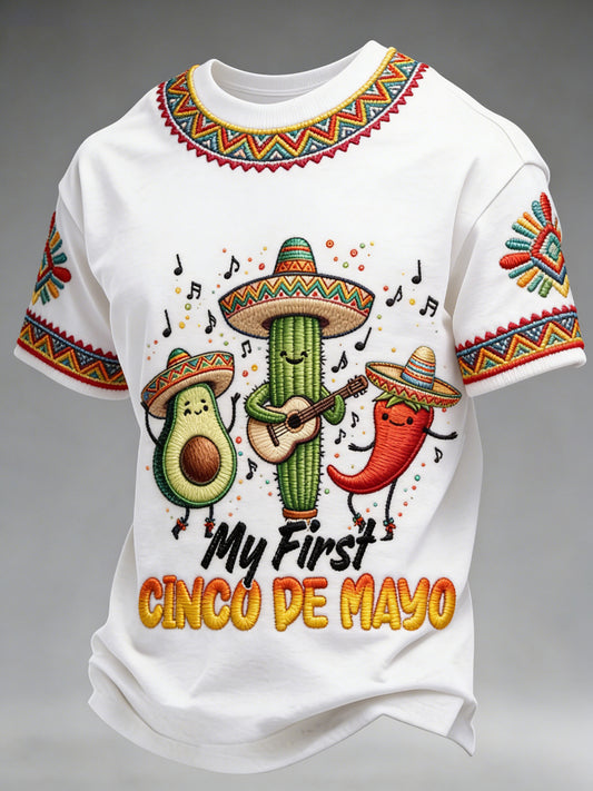 Men's Cinco De Mayo-Themed T-Shirt With Ethnic-Style Print