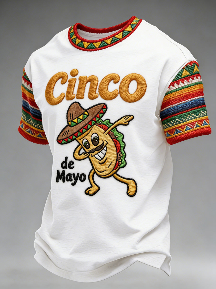 Men's Cinco De Mayo-Themed T-Shirt With Ethnic-Style Print