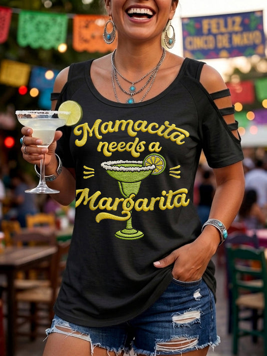 Women's Funny Mamacita Needs A Margarita Print Cinco de Mayo Casual Top
