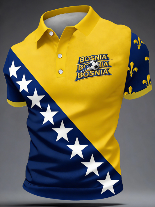 Men's  Bosnia ZMAJEVI Football Lover Printed polo shirt