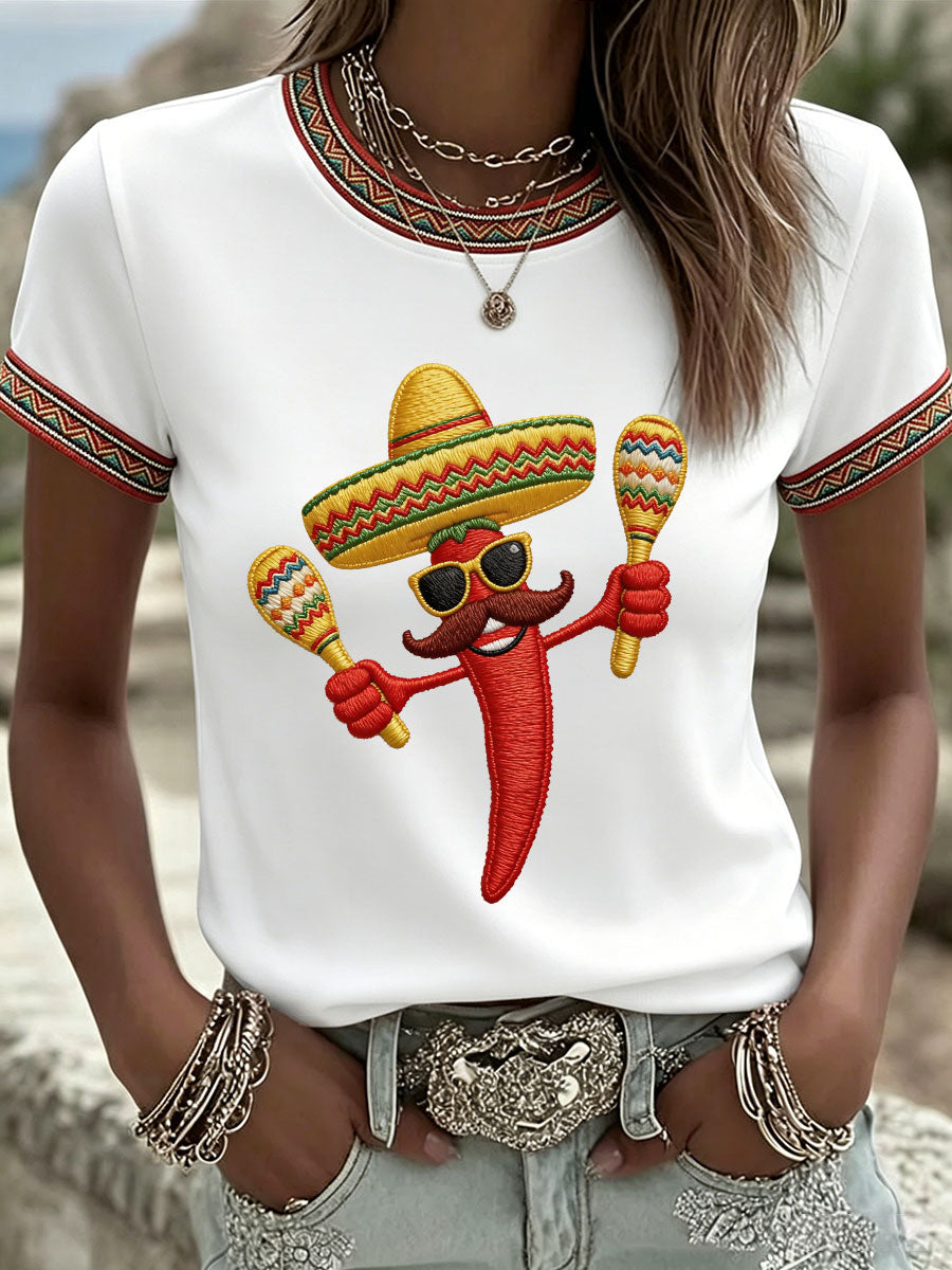 Women's Cinco de Mayo Print Casual T-Shirt