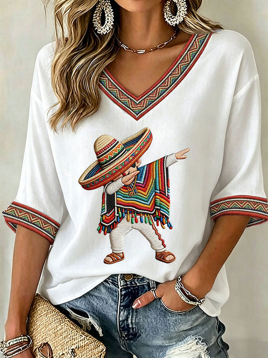 Women's Cinco de Mayo Print Casual T-Shirt
