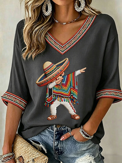 Women's Cinco de Mayo Print Casual T-Shirt