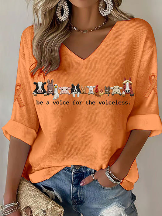 Women's 'be their voice for the voiceless' V-neck tops