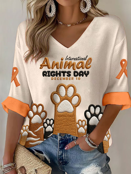 Women's Animal Rights Day V-Neck Tops