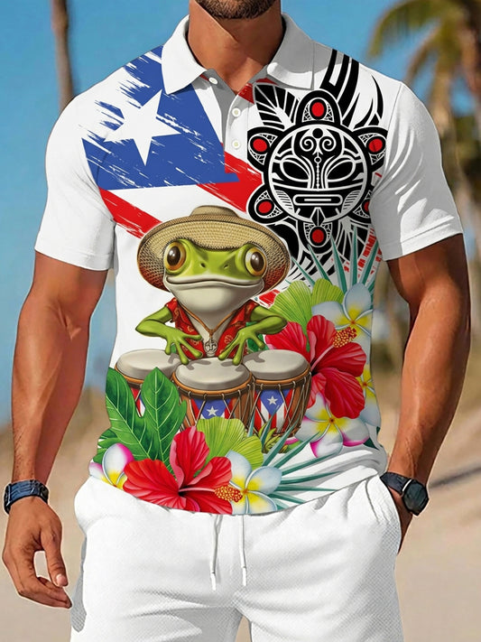 Men's Puerto Rico Print Vacation Shirt