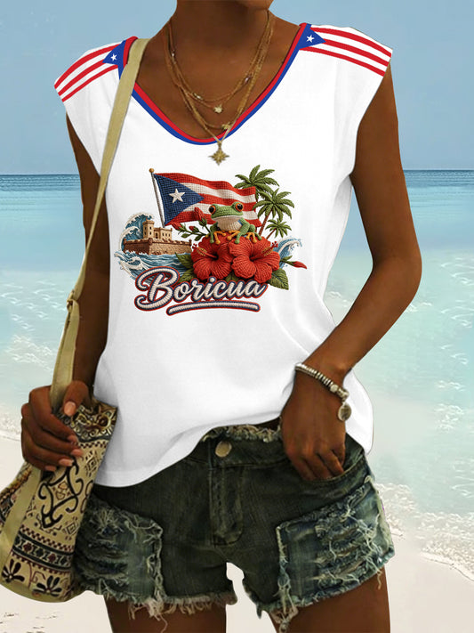Women's Boricua Print Vest Top