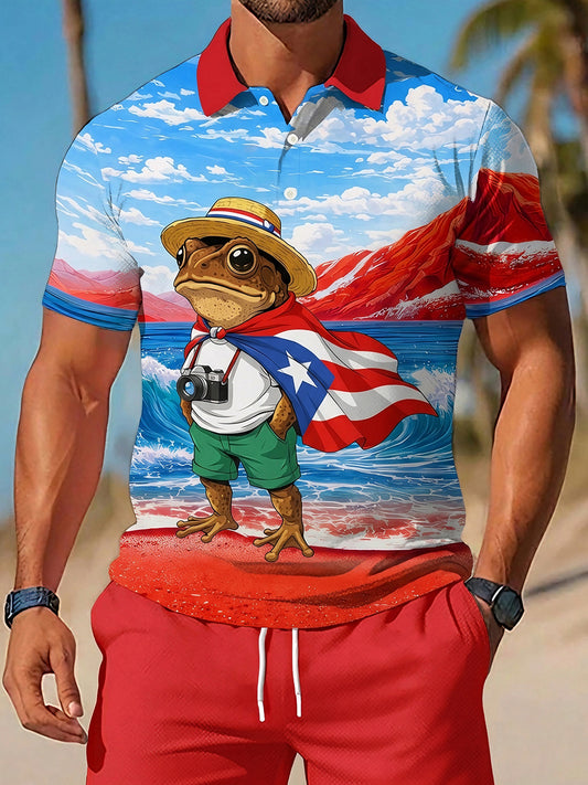 Men's Puerto Rico Print Vacation Shirt