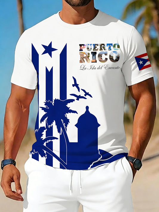 Men's Puerto Rico Print Vacation Shirt