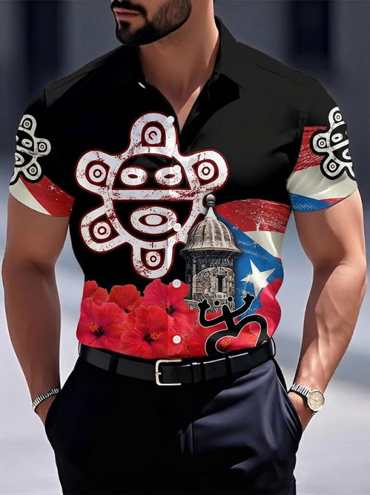 Men's Puerto Rico Printed Short Sleeve Shirt