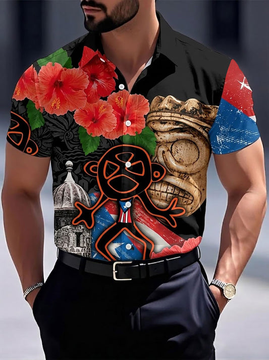 Men's Puerto Rico Printed Short Sleeve Shirt