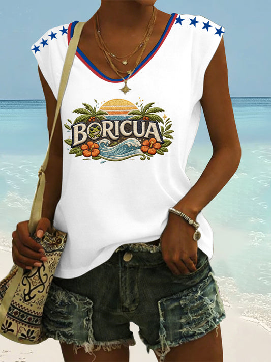 Women's Boricua Print Vest Top