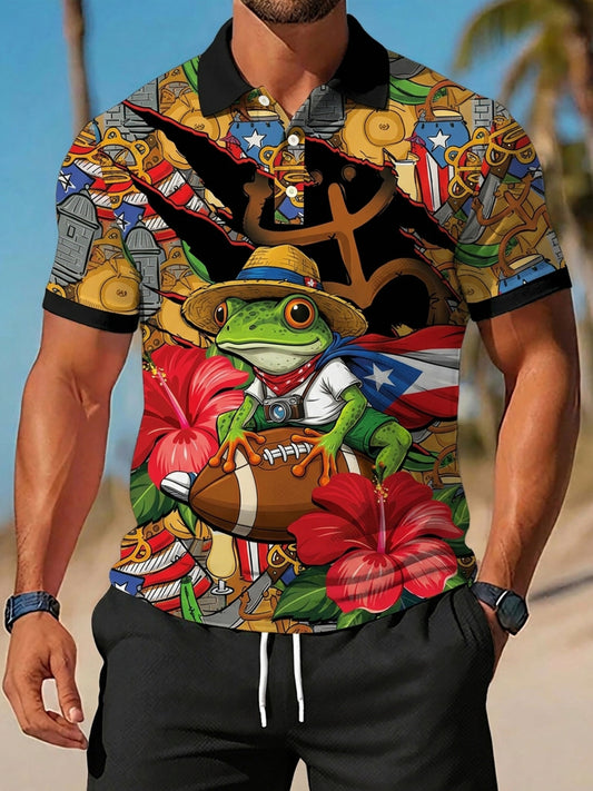 Men's Puerto Rico Print Vacation Shirt