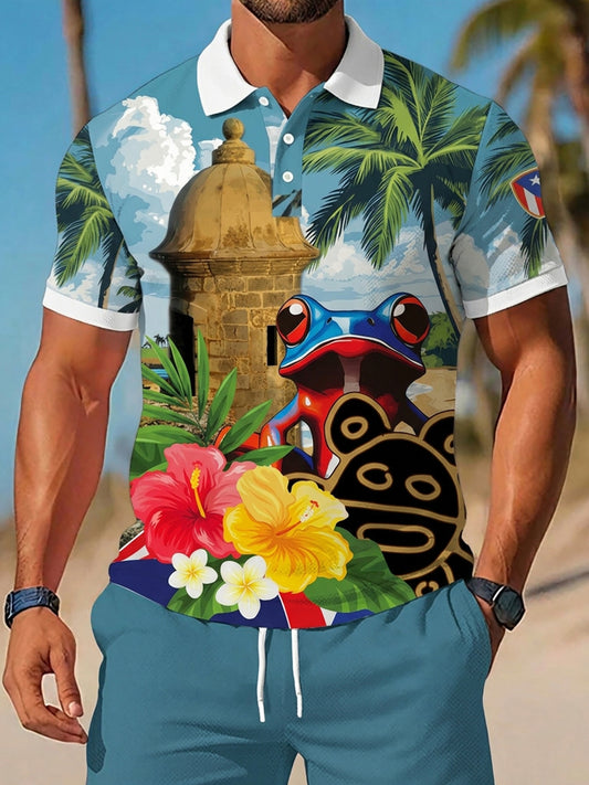 Men's Puerto Rico Print Vacation Shirt